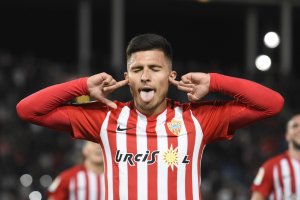 Narváez celebrando su gol ante el Depor.