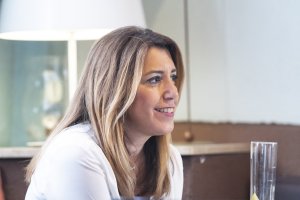 Susana Díaz, durante la entrevista con La Voz de Almería.