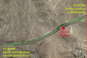 Mapa de la zona de actuación en las obras de reparación