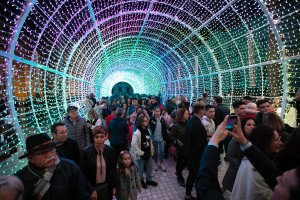 El túnel de luz de la Plaza de la Catedral, uno de los atractivos de estas fiestas.