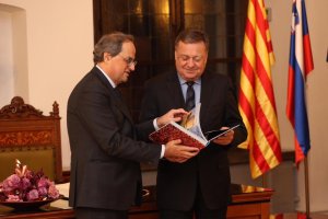 Quim Torra con el alcalde de Liubliana, durante este puente