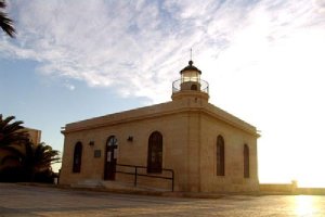Faro de Roquetas, junto al Castillo de Santa Ana.