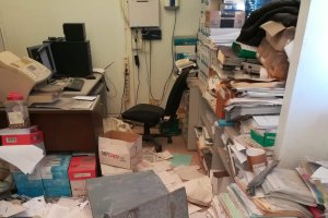 Detalle de la caja fuerte de la Cofradía de Pescadores reventada.