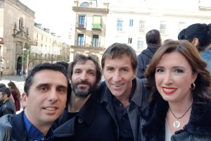 Jesús Ibáñez y Mariola Martín (Cine en Serie), con los actores Julián Villagrán y Antonio de la Torre.