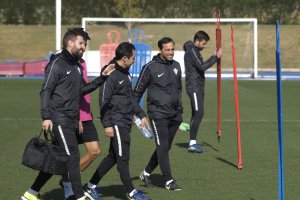 Fran Fernández en el entrenamiento de este viernes.