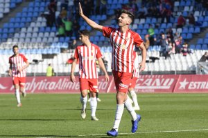 Juan Carlos Real celebrando el gol ante el Mallorca.