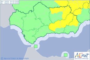 Almería, Granada y Jaén estarán este jueves en alerta amarilla.