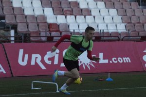 David Rocha en el entrenamiento de este viernes.