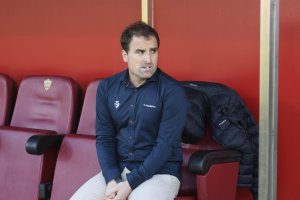 Jagoba Arrasate en el banquillo del Estadio.