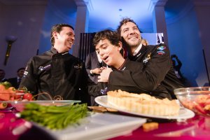 El presidente de la Diputación con David Bisbal y Juan Antonio en la presentación de Sabores Almería en Fitur.