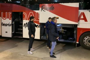La expedición rojiblanca poco antes de iniciar el viaje de regreso.