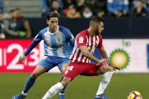 Luis Rioja en el partido de La Rosaleda.