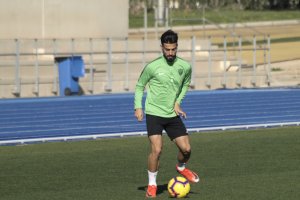 Chema en el entrenamiento de este miércoles.
