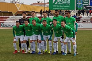 El once del filial del Almería en Don Benito.
