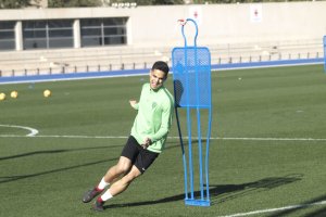 Fran Rodríguez en el entrenamiento de este miércoles.