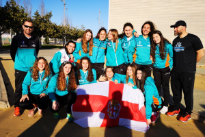 Las jugadoras del Cajamar Mintonette camino de Guadalajara.