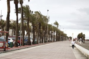 Imagen de archivo del Paseo Marítimo de Almería en un día de viento.