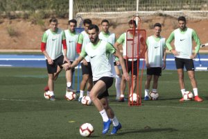 Luis Rioja en el entrenamiento de este miércoles.