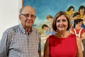 José Leal y Mª Dolores Durán en la exposición de Miguel Rueda el pasado septiembre.