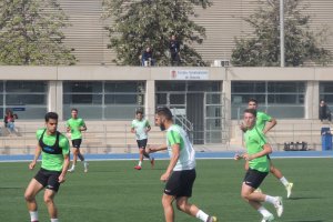 Un momento del partidillo en el campo Anexo.