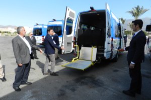 Rampa accesible en una de las nuevas furgonetas.