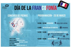 Cartel de las actividades del Día de la Francofonía, este miércoles en la Universidad