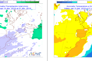 Detalle de la previsión de Aemet para el inicio de la Semana Santa.