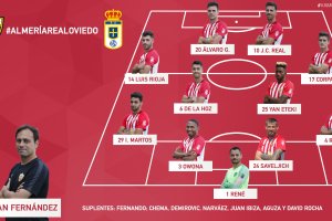 Alineación de la UD Almería frente al Real Oviedo.