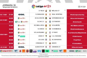 Horarios de la jornada 39 en Segunda.