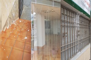 Montaje de imágenes de cómo ha quedado la sede de IU