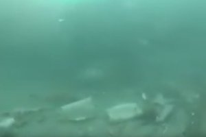 Residuos en en mar, Playa de Costacabana.