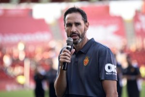 Vicente Moreno en el Estadio de Son Moix.