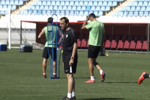 Fran Fernández en el entrenamiento de este jueves.