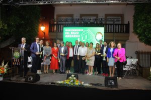 El presidente de la Mancomunidad, los alcaldes de la Comarca del Bajo Andarax y los galardonados.