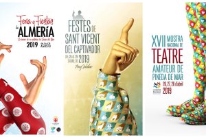 El cartel de la Feria de Almería y otras dos creaciones del autor, Rubén Lucas.