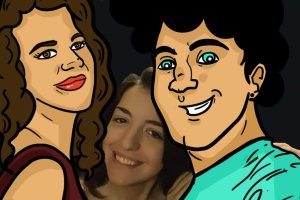 La autora junto a los protagonistas de la historia.