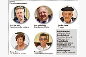Los cinco protagonistas de los V Premios Los Vélez.