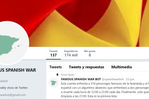 Captura de pantalla de la cabecera de la cuenta de Twitter Famous Spanish War Bot.