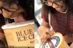 Tras lamer el helado, la joven devolvió este al estante.