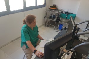 Mamen Fernández de Alba ha estado hoy con los jugadores.