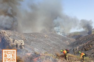 El Infoca ha ampliado el dispositivo en intervención en el incendio forestal de Terque. Fotos de la cuenta de Twitter del Plan infoca