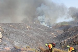 El personal de Infoca trabajando en la zona afectada hace unos días.