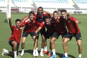 Los jugadores se lo pasaron en grande en el Estadio.