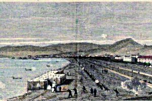 Malecón de Almería, en un grabado de Nicholas Chapuy plasmando el bombardeo cantonal.