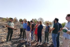 La consejera Carmen Crespo visita una de las zonas afectadas de la Sierra de Gádor.