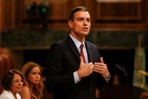 Pedro Sánchez, ayer en el Pleno de investidura.