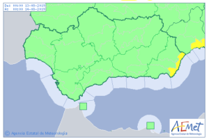 Mapa de avisos de la Aemet.