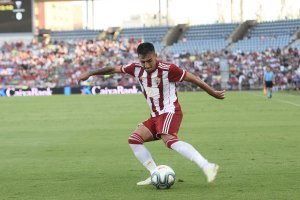 Gaspar en acción en el Almería-Albacete.