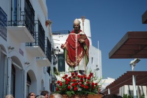 San Agustín, patrón de Mojácar, durante la procesión.