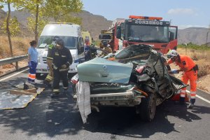 Así ha quedado el vehículo tras salirse de la calzada en Berja